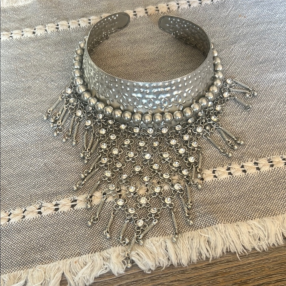 🔥SOLD OUT Pebby Forevee Silver Statement Choker Necklace – Tribal Festival Vibes